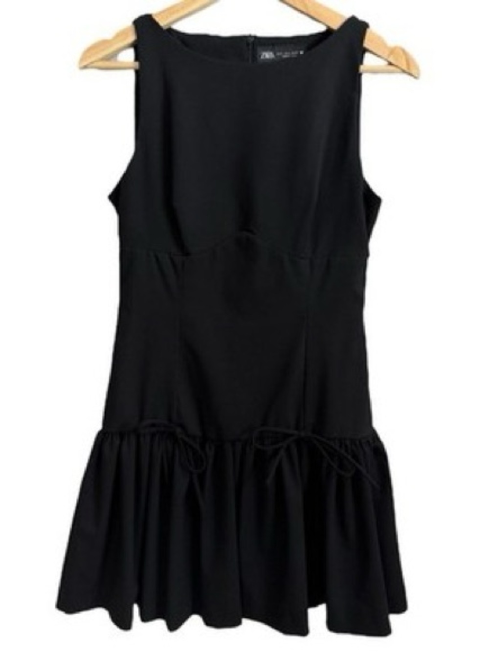 Zara Black Sleeveless Mini Dress with Bows — Size M - Picture 2 of 9